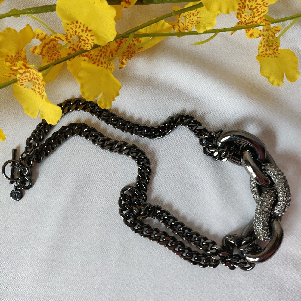 EUC Talbots Curb Chain w/Rhinestone Links